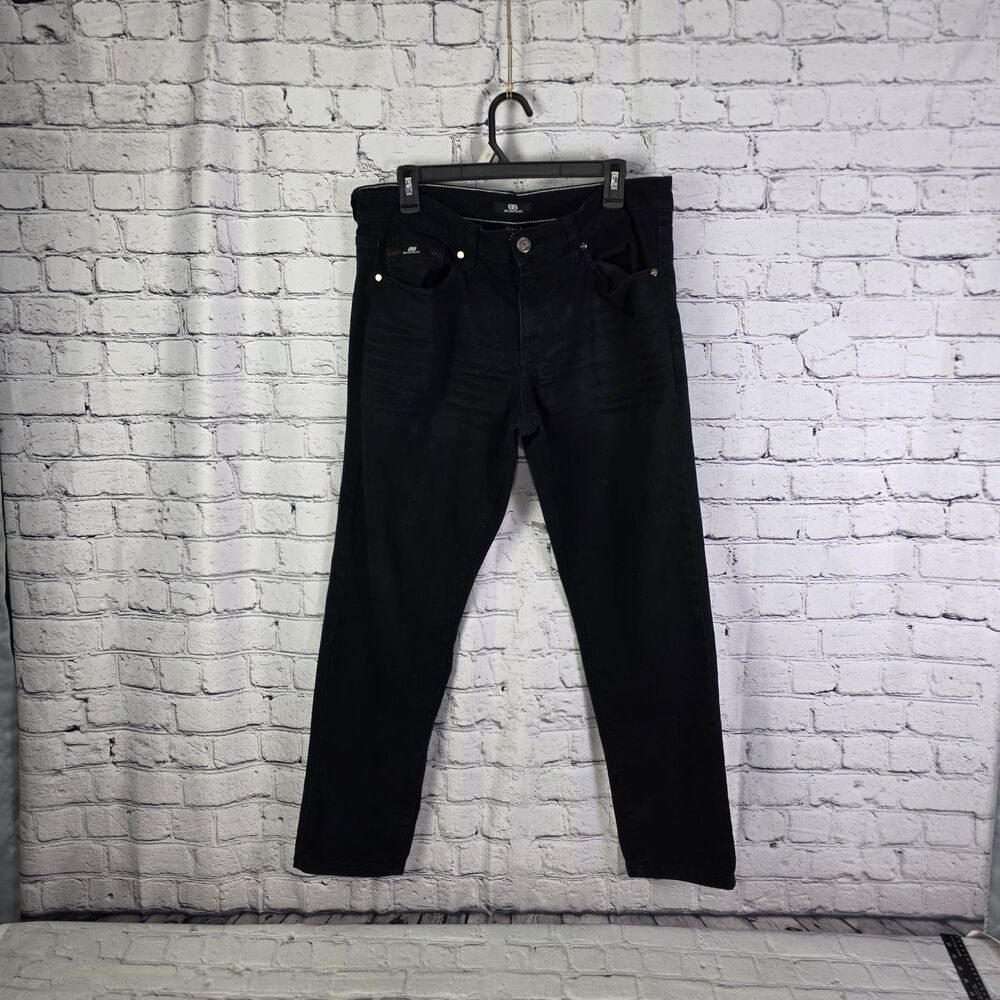 Benjamin Black Men's 32x30 Black Cotton Blend Slim Fit Denim Jeans